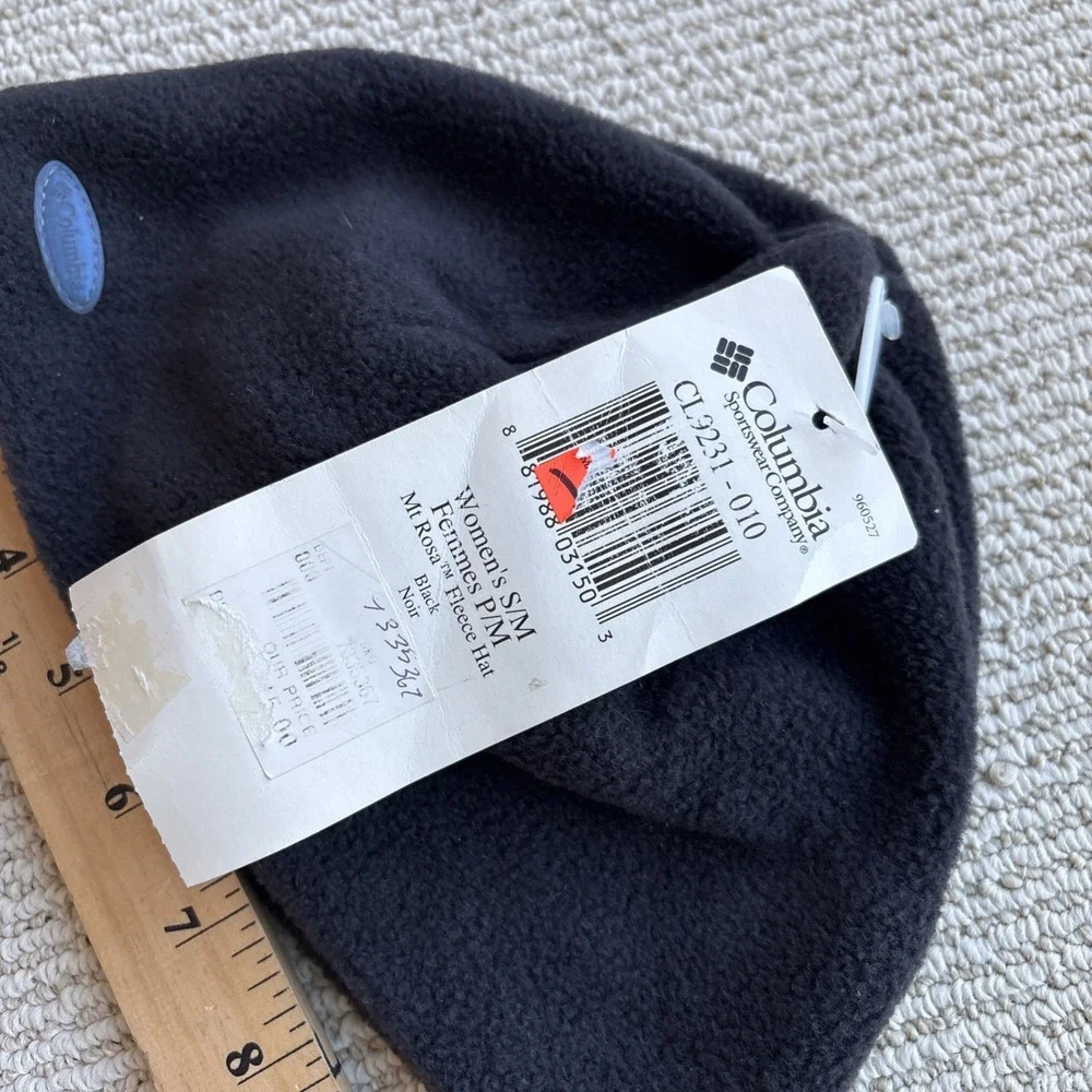 Vtg New Columbia Winter Mt. Rosa fleece hat beanie black Women's Size S/M